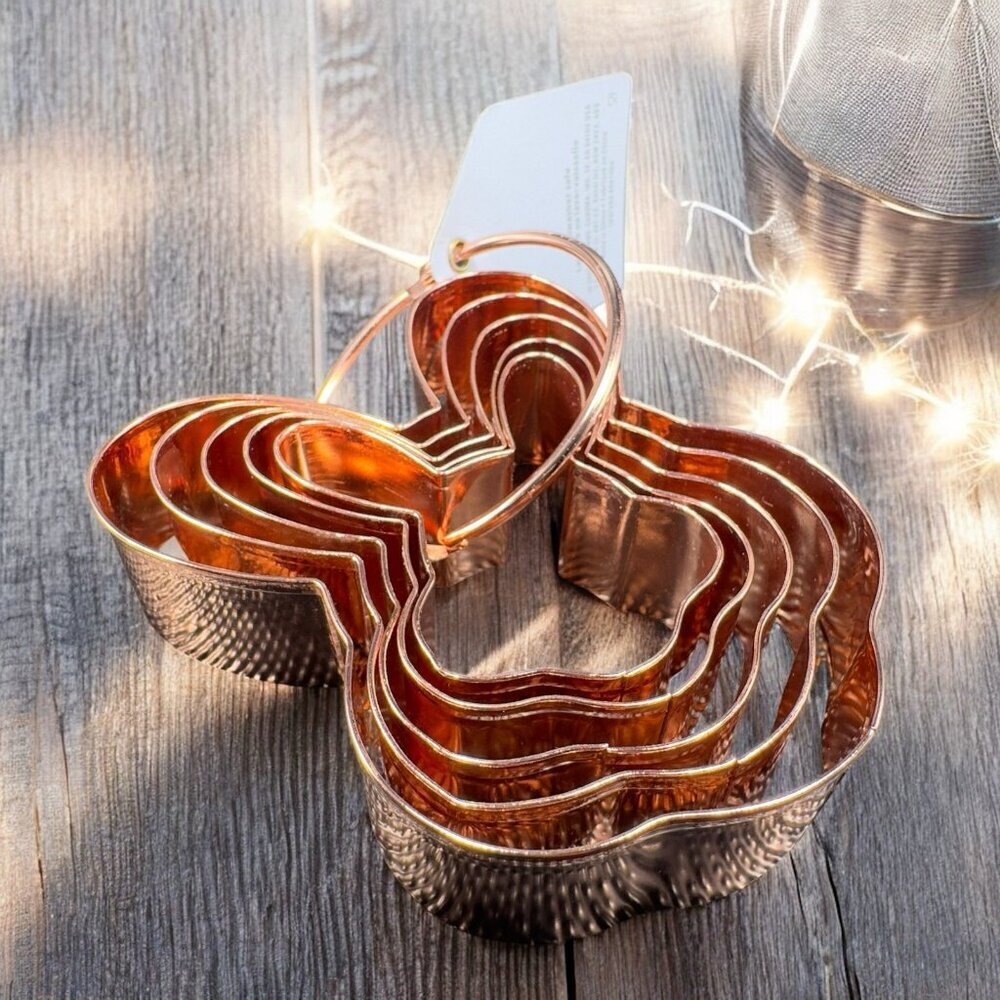 Williams Sonoma Easter Bunny Copper Metal Cookie Cutters 5 on Ring New W Tag - Picture 3 of 14